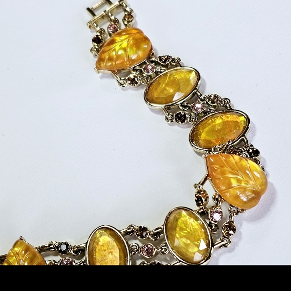 Rare Vintage Fall Colored Cabachons & Colorful Rhinestones in Gold Tone! ✨️ - Picture 5 of 8